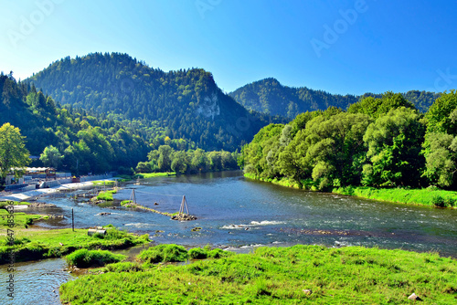 Dunajec river near Szczawnica in Pieniny mountains at summer, Poland