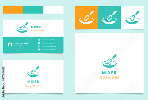 Mixer logo design with editable slogan. Branding book and business card template.
