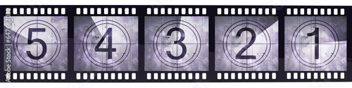 3d render film strip countdown (clipping path and isolated on white) photo