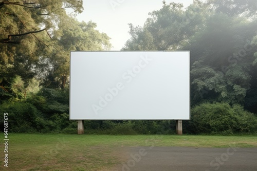 blank billboard in city park