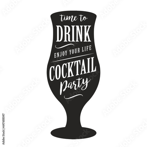 Cocktail glassful silhouette sticker monochrome