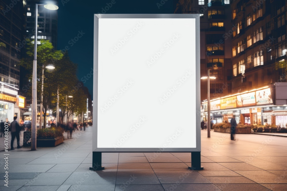 blank vertical city poster on night urban street blank vertical city poster on night urban street
