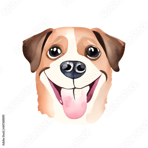 Cute dog watercolor vector portrait