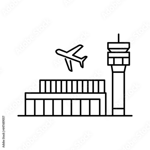 Airport line icon. Flight, terminal building, airline. Travel concept. Vector illustration can be used for topics like tourism, transportation, aviation