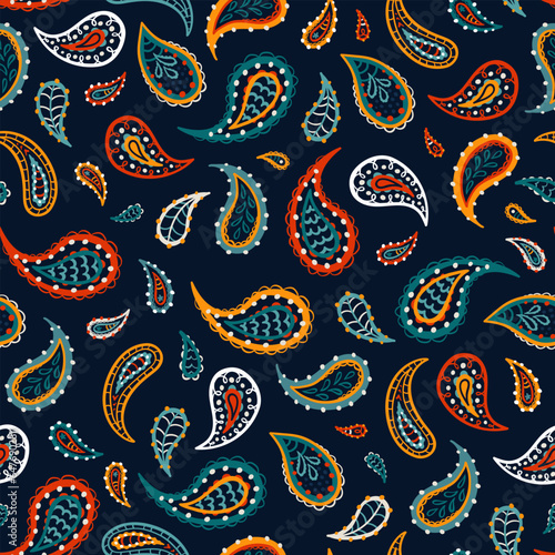 Lovely hand drawn Paisley seamless pattern, abstract background, great for textiles, banners, wallpapers - vector design