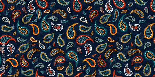 Lovely hand drawn Paisley seamless pattern, abstract background, great for textiles, banners, wallpapers - vector design