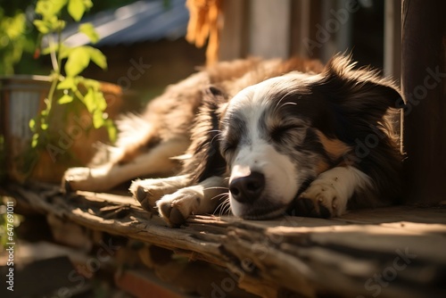 portrait of a dog in farm sleeping (AI Generated) © LuxeMedia
