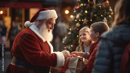 Magical Moment: Santa Distributing Gifts to Children