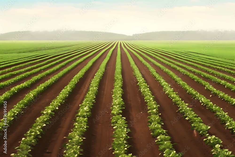 rows of potatoes in a field (AI Generated)