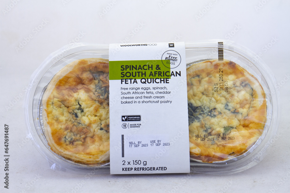 Johannesburg, South Africa spinach and South African feta quiche from