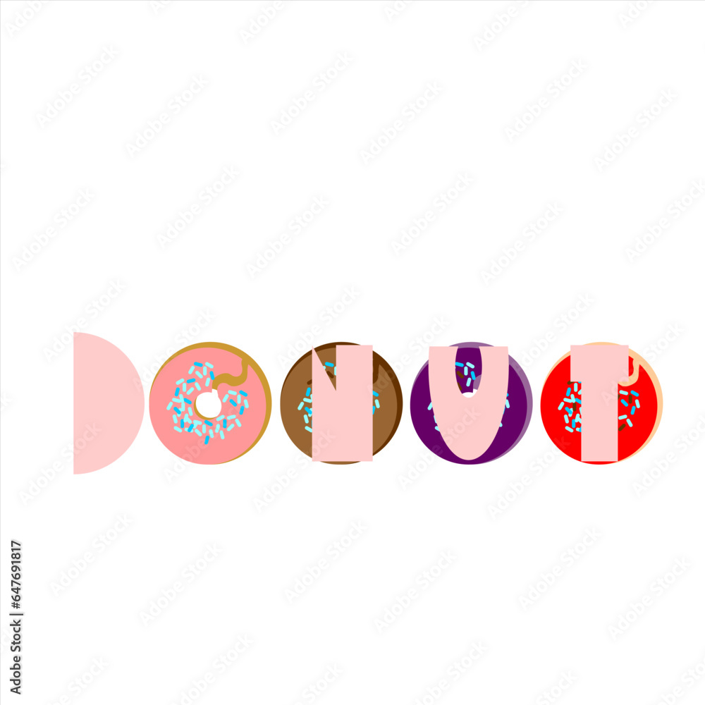 Beautiful donut word design vector illustration isolated Beautiful donut word design vector illustration isolated