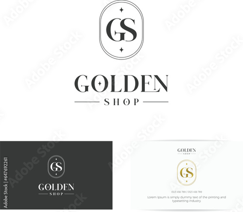 Elegant minimal luxury Gold Shop Logo. Alphabet G and S logo design.