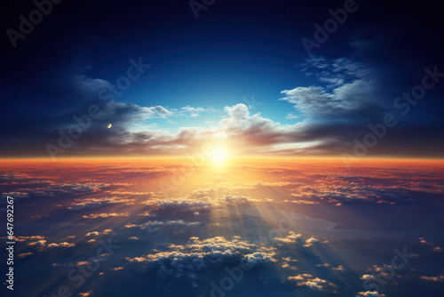 Sunrise Over Earth: The Orb of Life Awakens to a New Day, Painting the Sky with its Radiant Glow