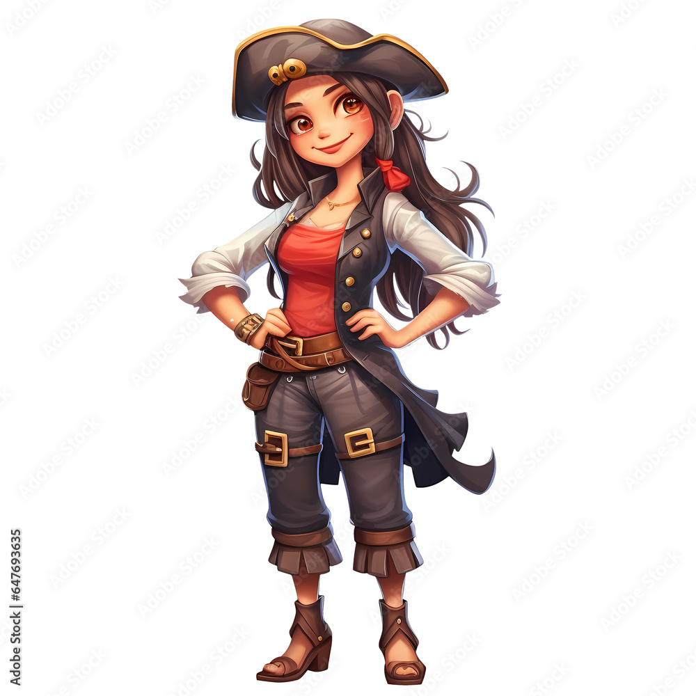 Cute Pirate Girl Clipart Illustration