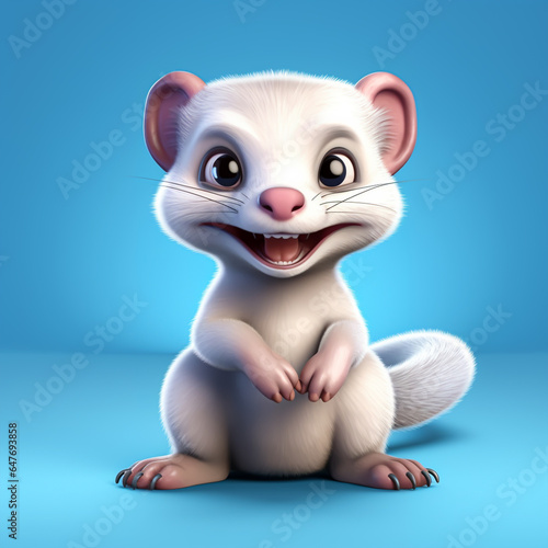 3d cute cartoon ferret realistic 3d animal