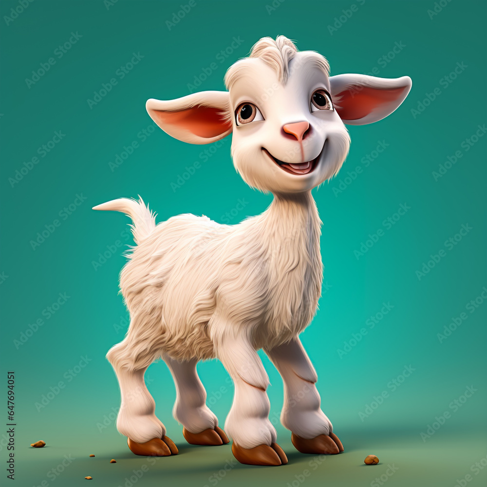 custom made wallpaper toronto digital3d cute cartoon goat realistic 3d animal