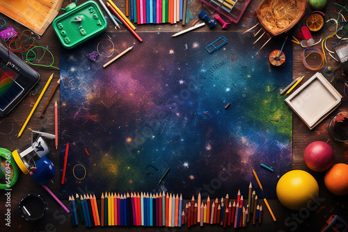 Generative AI - A background with copy space for school beginning and learning design