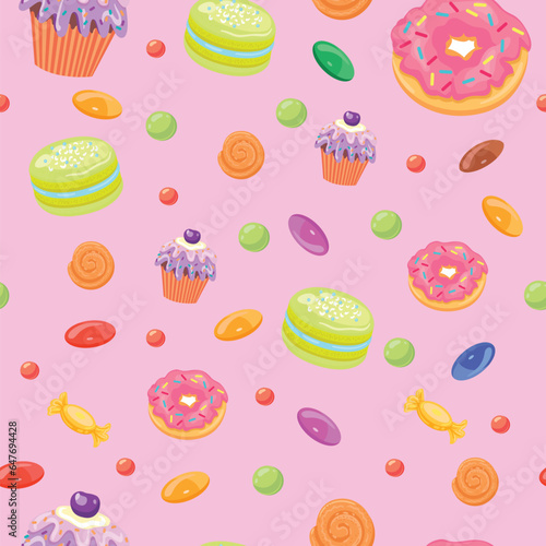 seamless pattern with cupcakes