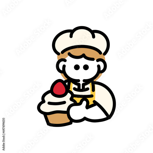 シンプルでフラットなパティシエの手描き線画