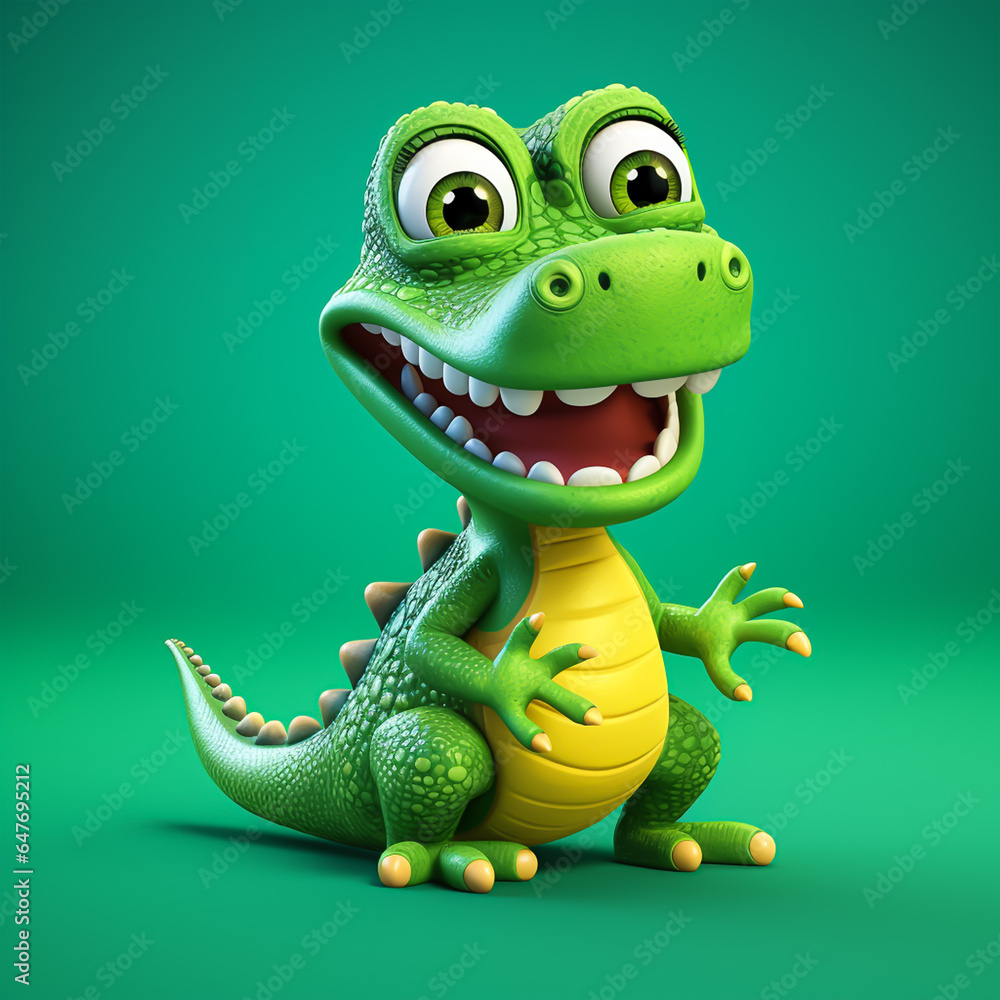 Fototapeta premium 3d cute cartoon crocodile realistic 3d animal