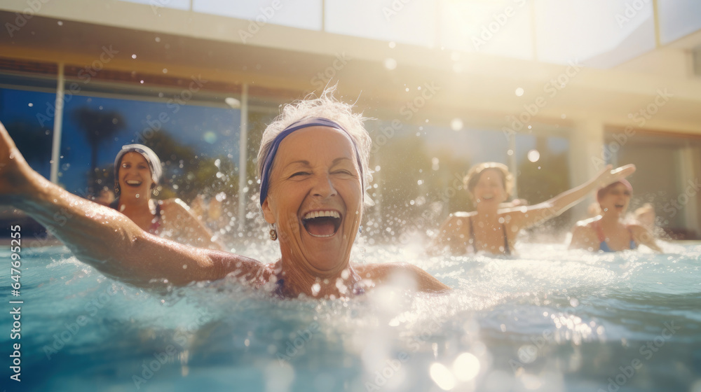 Senior Women Embrace Wellness in the Pool