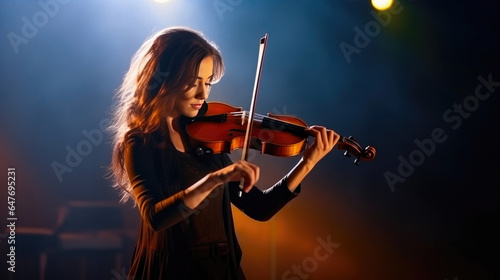 Elegant Violinist in Dramatic Stage Lighting