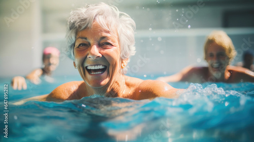 Aqua Aerobics Happiness: Active Senior Women © Andrii 
