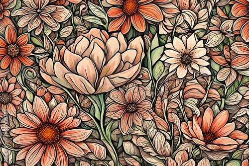 seamless floral pattern generated by AI technology