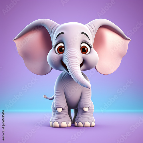 3d cute cartoon elephant realistic 3d animal