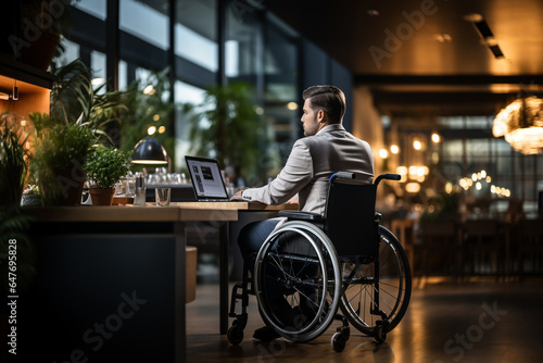 Disabled Businessman working in office