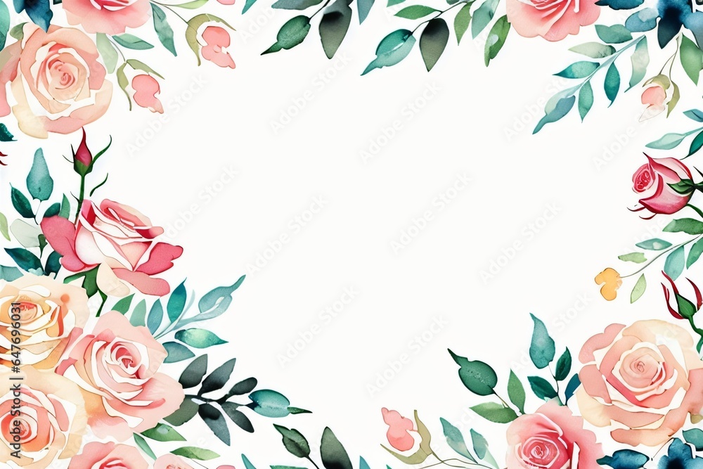 Obraz premium spring flower frame background with watercolor made with Generative AI