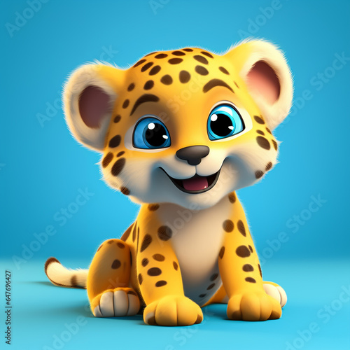 3d cute cartoon leopard realistic 3d animal 
