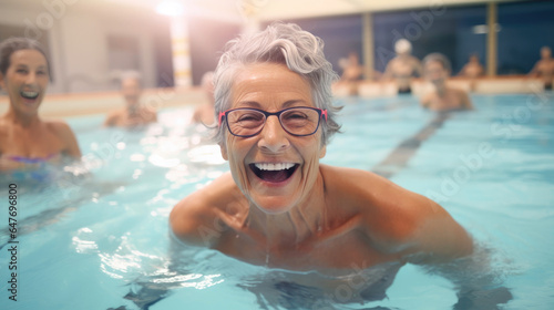 Joyful Senior Women at Aqua Fitness Session © AIproduction