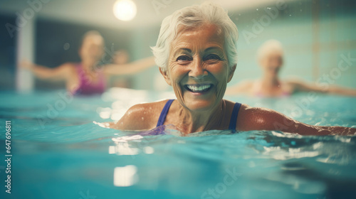 Retired Life Revitalized: Aqua Fit Enthusiasts © AIproduction