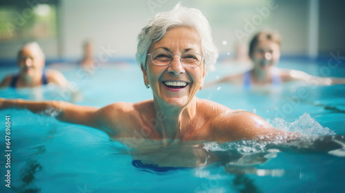 Laughter and Friendship in Aqua Fitness Class © AIproduction
