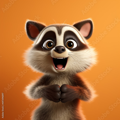 3d cute cartoon raccoon realistic 3d animal  © 92ashrafsoomro