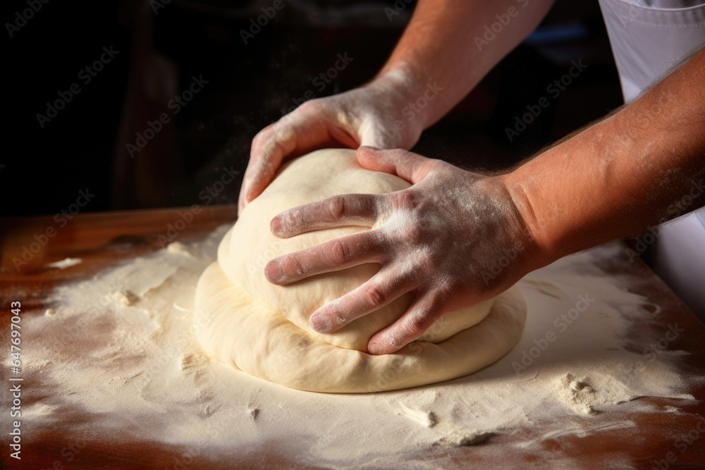 Skilled Cook Preparing Fresh Pizza Dough