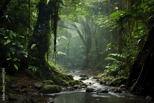 forest, stream in the forest, fantastic nature