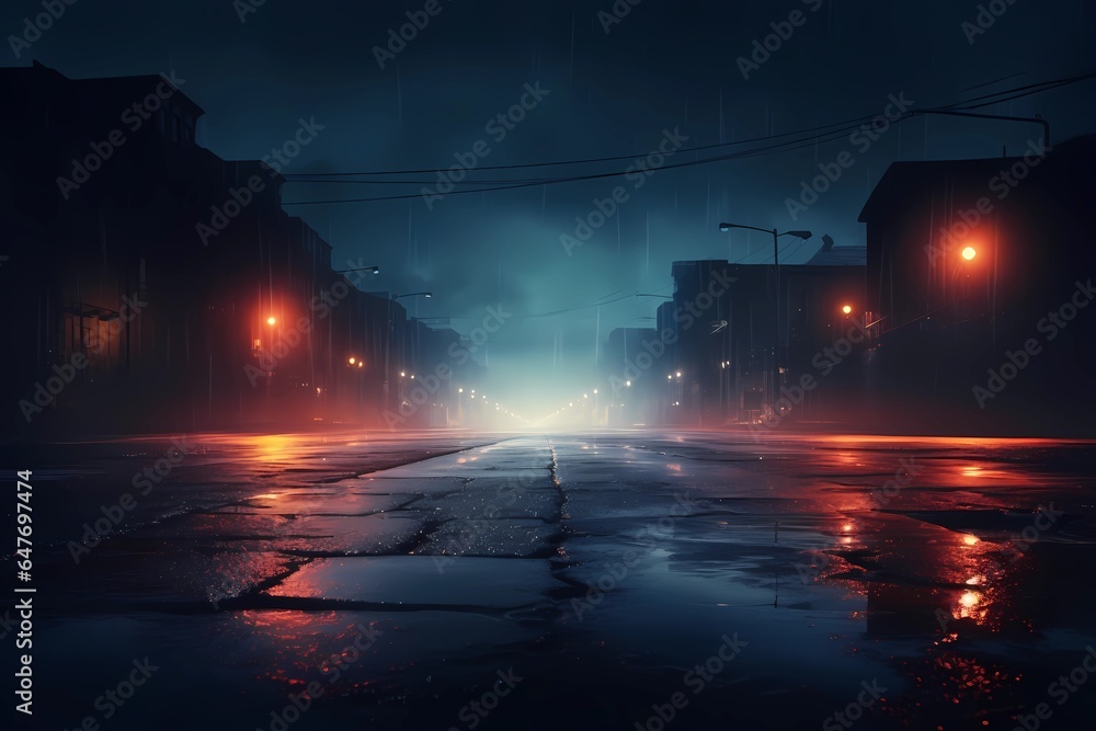night city, wet asphalt