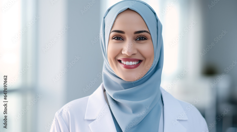 An authentic, confident Middle Eastern healthcare worker, captured in a closeup.. An authentic, confident Middle Eastern healthcare worker, captured in a closeup..