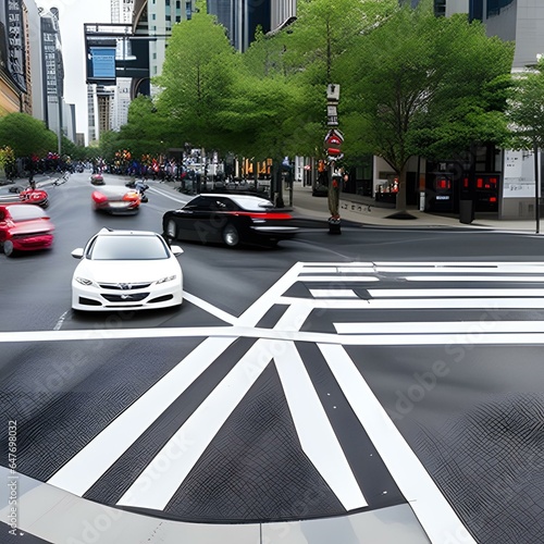 大都会の交差点の真ん中で F