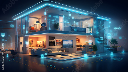 Futuristic Smart Home with Connected Devices for Modern Living  © napat