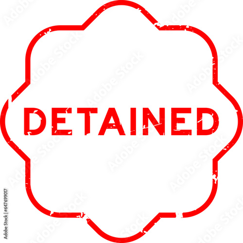 Grunge red word detained rubber seal stamp on wthie background