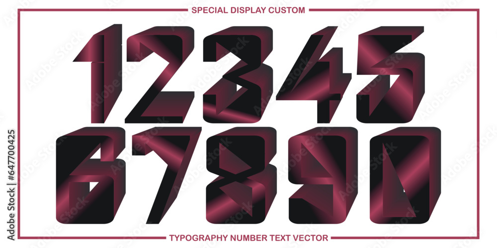 assorted digital custom vector numbers. minimum. Color gradation. Dark. Banner Network. 3d effect. Design. futuristic. Paper cut or effect. Luxury. Premium. (112)