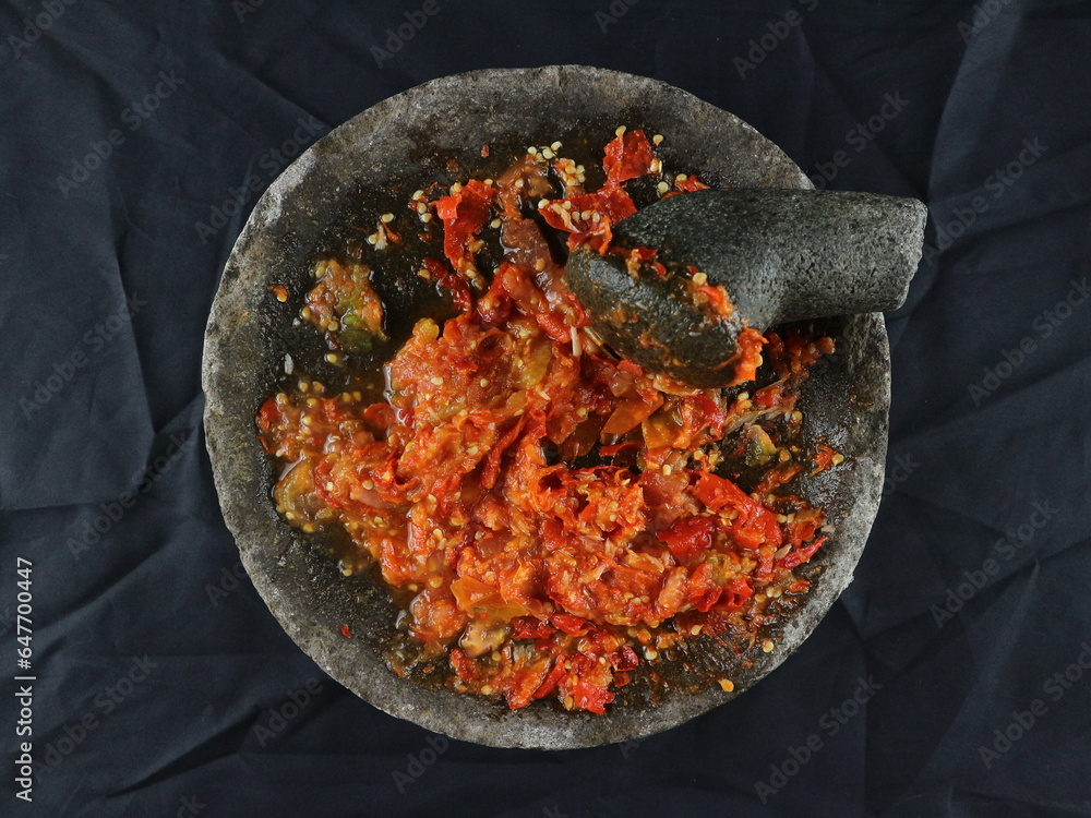 Indonesian traditional chili sauce named Indonesian traditional chili sauce named