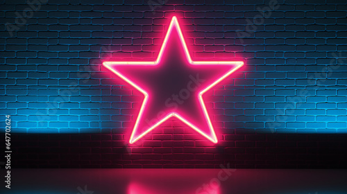 estrela neon em parede 