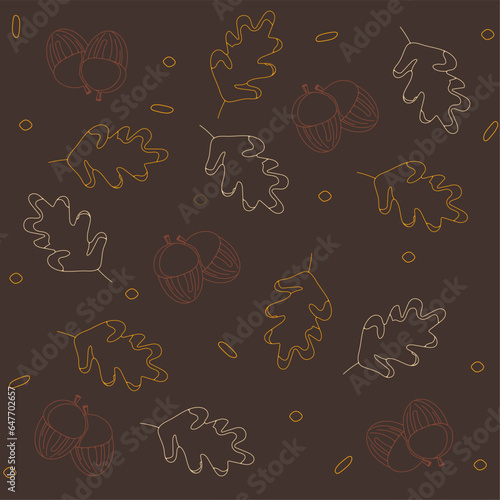 Autumn seamless pattern with acorns and oak leaves