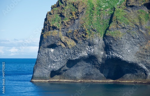 Rock looking like elephant head in Westman Island, Iceland photo