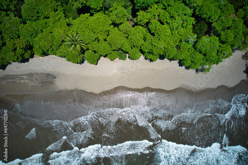 Aerial view of a Tropical Beach in Costa Rica. Paradise on earth