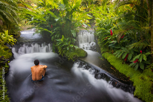 Natural hot springs of Tabacon in Arenal Volcano National Park (Costa Rica)